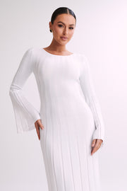 Mabel Long Sleeve Knit Maxi Dress - White
