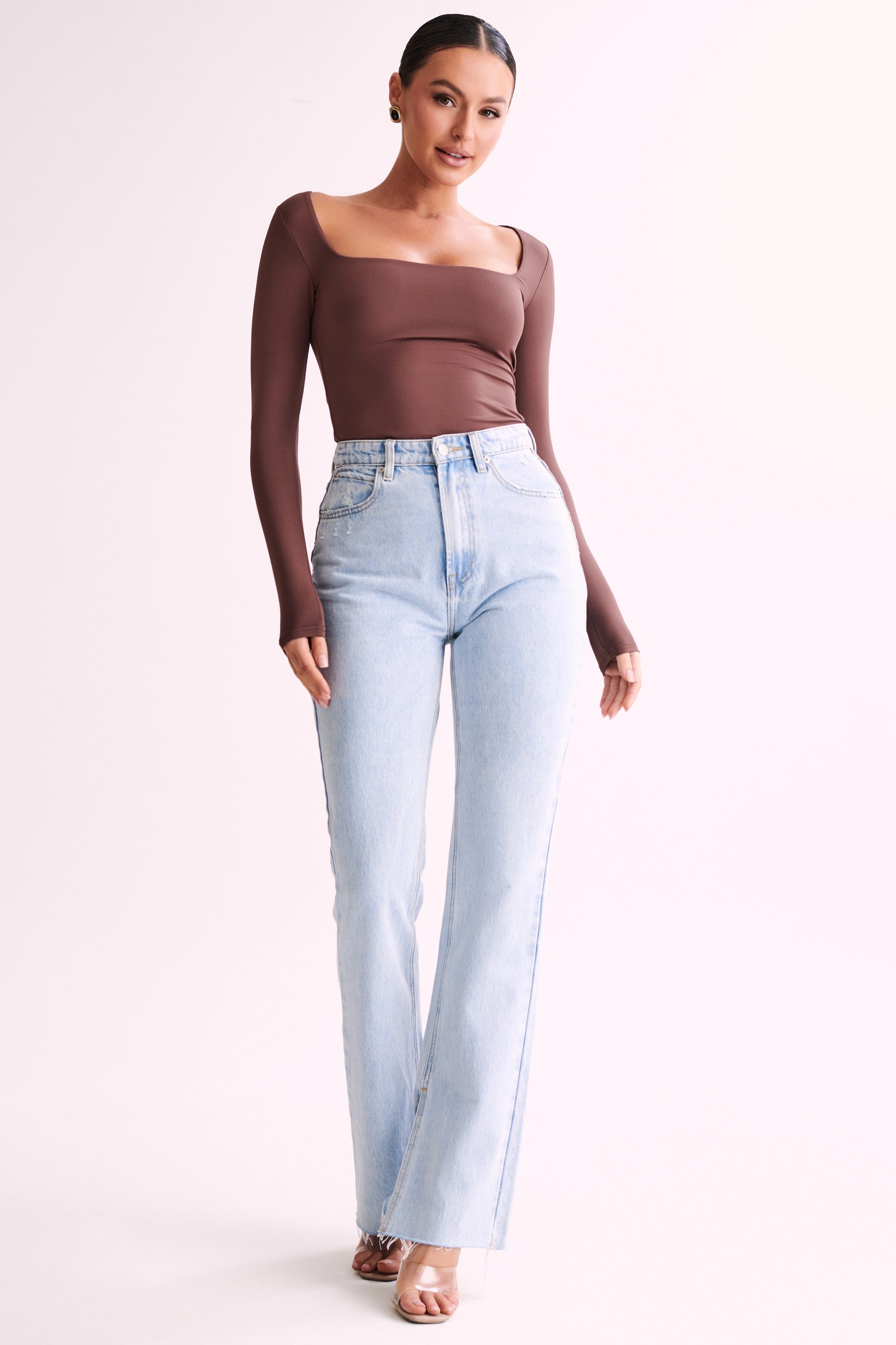 Bridget Recycled Nylon Long Sleeve Top - Mocha #6