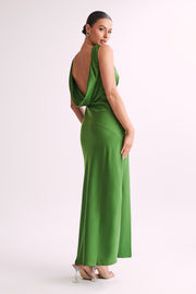 Nadia Maxi Satin Dress With Back Cowl - Emerald