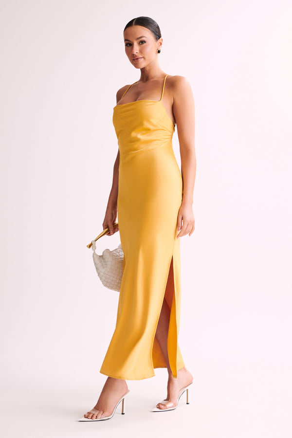 Sydney Straight Neck Slip Maxi Dress Yellow MESHKI