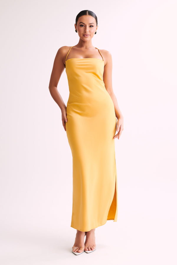 Straight neck 2025 maxi dress