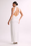 Claire Satin Drape Back Maxi Dress - Pistachio Green