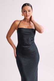 Sydney Straight Neck Slip Maxi Dress - Black