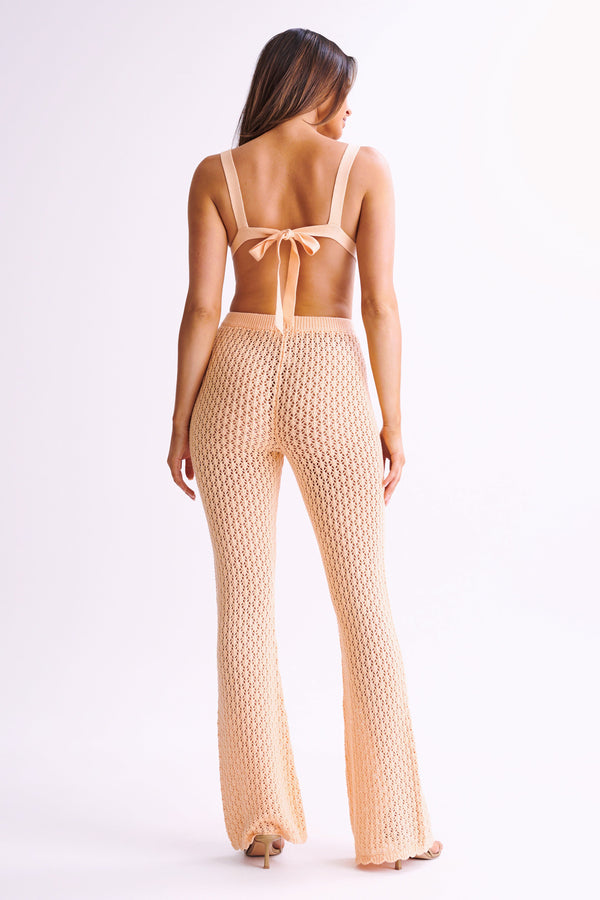 Rosana Crochet Straight Leg Pants - Apricot