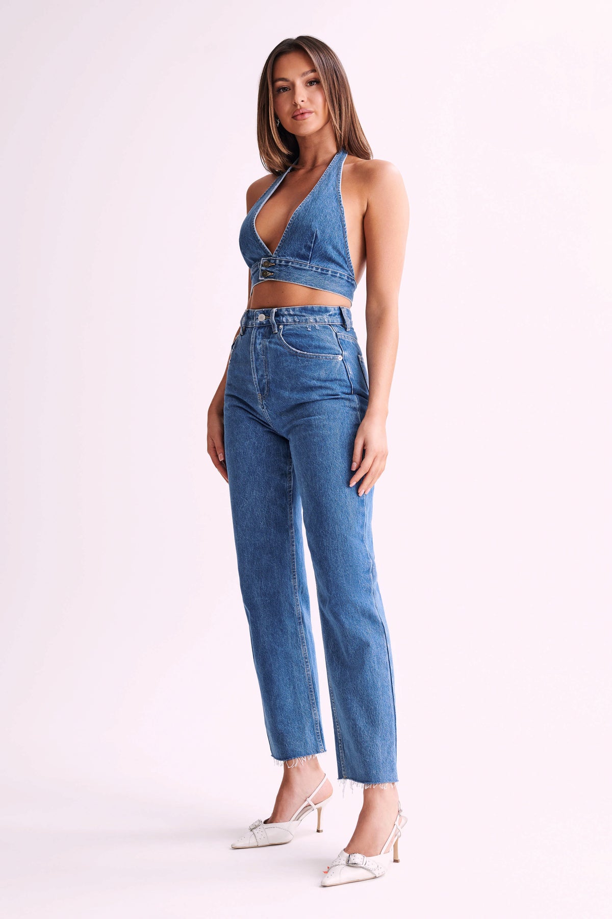Kelly-Anne Denim Halter Top - 70'S Blue #5