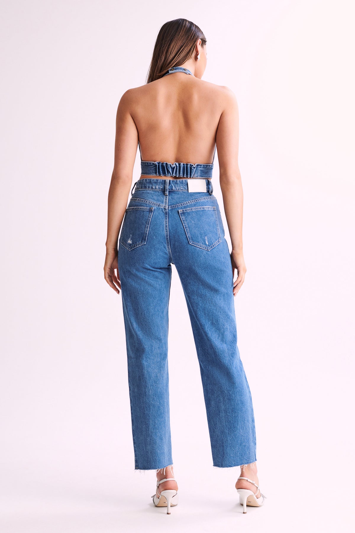 Kelly-Anne Denim Halter Top - 70'S Blue #7