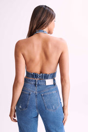 Kelly-Anne Denim Halter Top - 70'S Blue