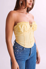 Embry Ruched Strapless Top - Lemon