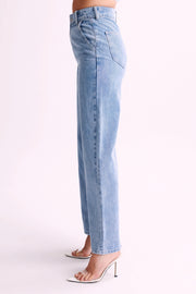 Roxy Wide Leg High Waist Denim Jeans - Mid Blue