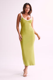 Debbi Contrast Knit Midi Dress - Seafoam Green