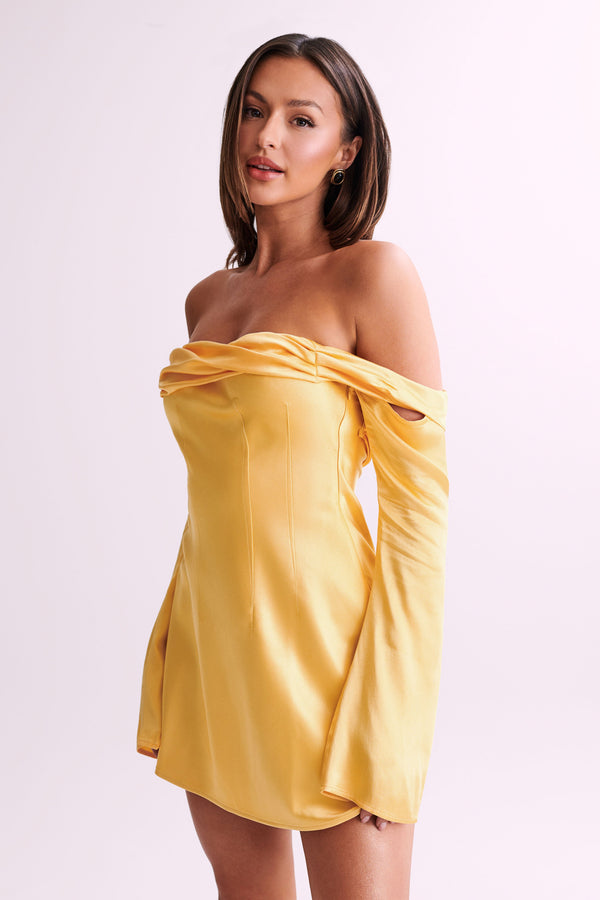 Giselle Off Shoulder Satin Mini Dress - Mango