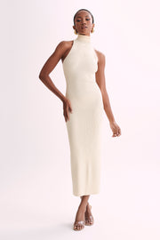 Connie Turtleneck Knit Midi Dress - Cream