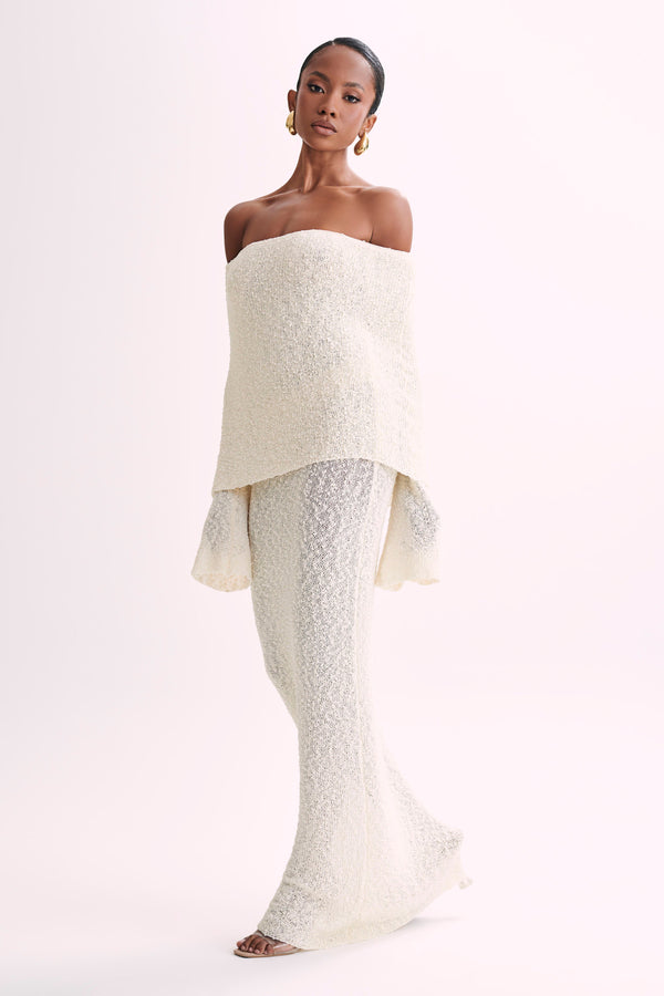 Marisol Off Shoulder Boucle Maxi Dress - Ivory