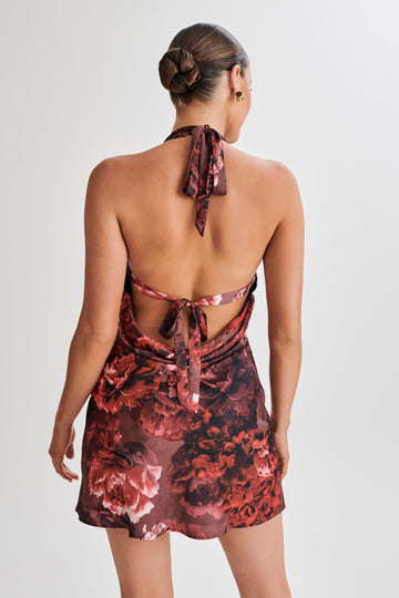 Aimee Halter Mini Dress - Peony Print