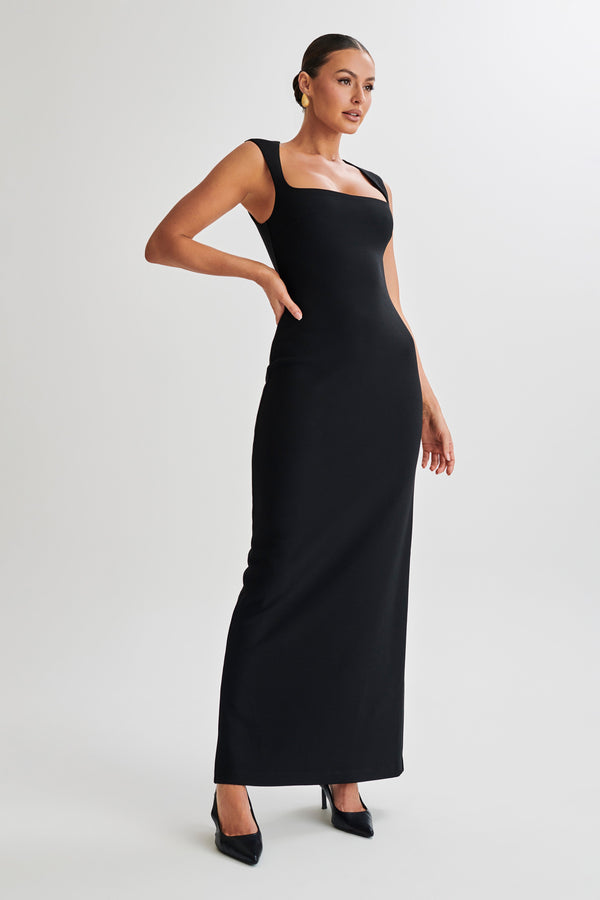 Shop Formal Dress - Frida  Crepe Maxi Dress - Black fifth image