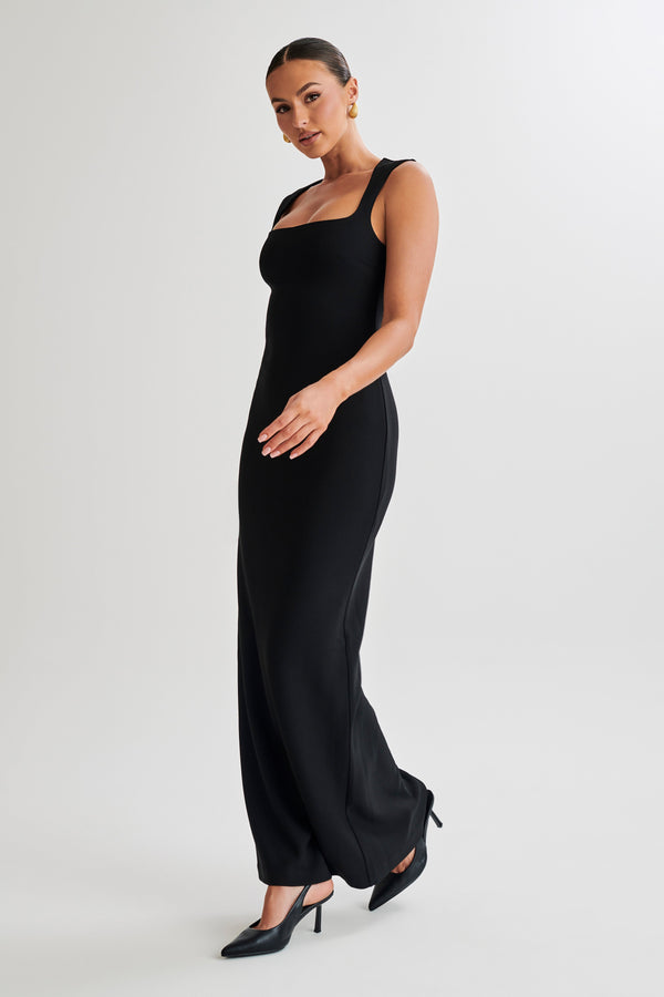 Shop Formal Dress - Frida  Crepe Maxi Dress - Black fourth image