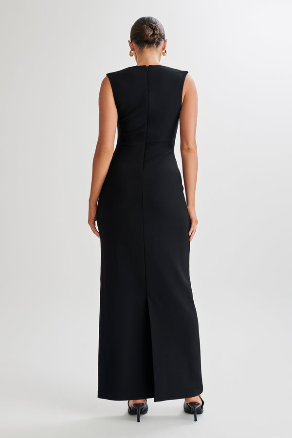 Shop Formal Dress - Frida  Crepe Maxi Dress - Black third image