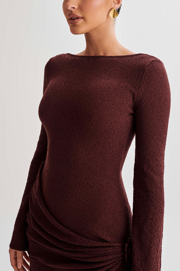 Liana Long Sleeve Knit Mini Dress - Plum