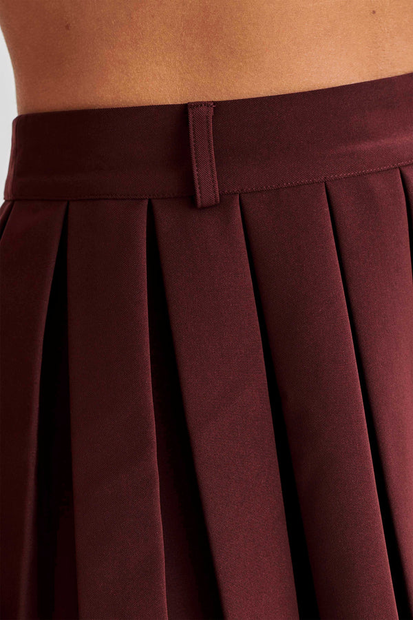 Mura Pleated Mini Skirt - Plum - MESHKI