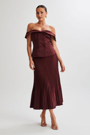 Twyla Pleated Suiting Maxi Skirt - Plum