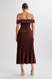 Twyla Pleated Suiting Maxi Skirt - Plum
