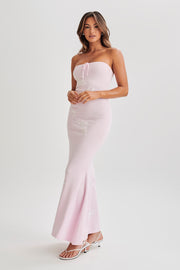Lorelai Strapless Rose Knit Maxi Dress - Fairy Floss Pink