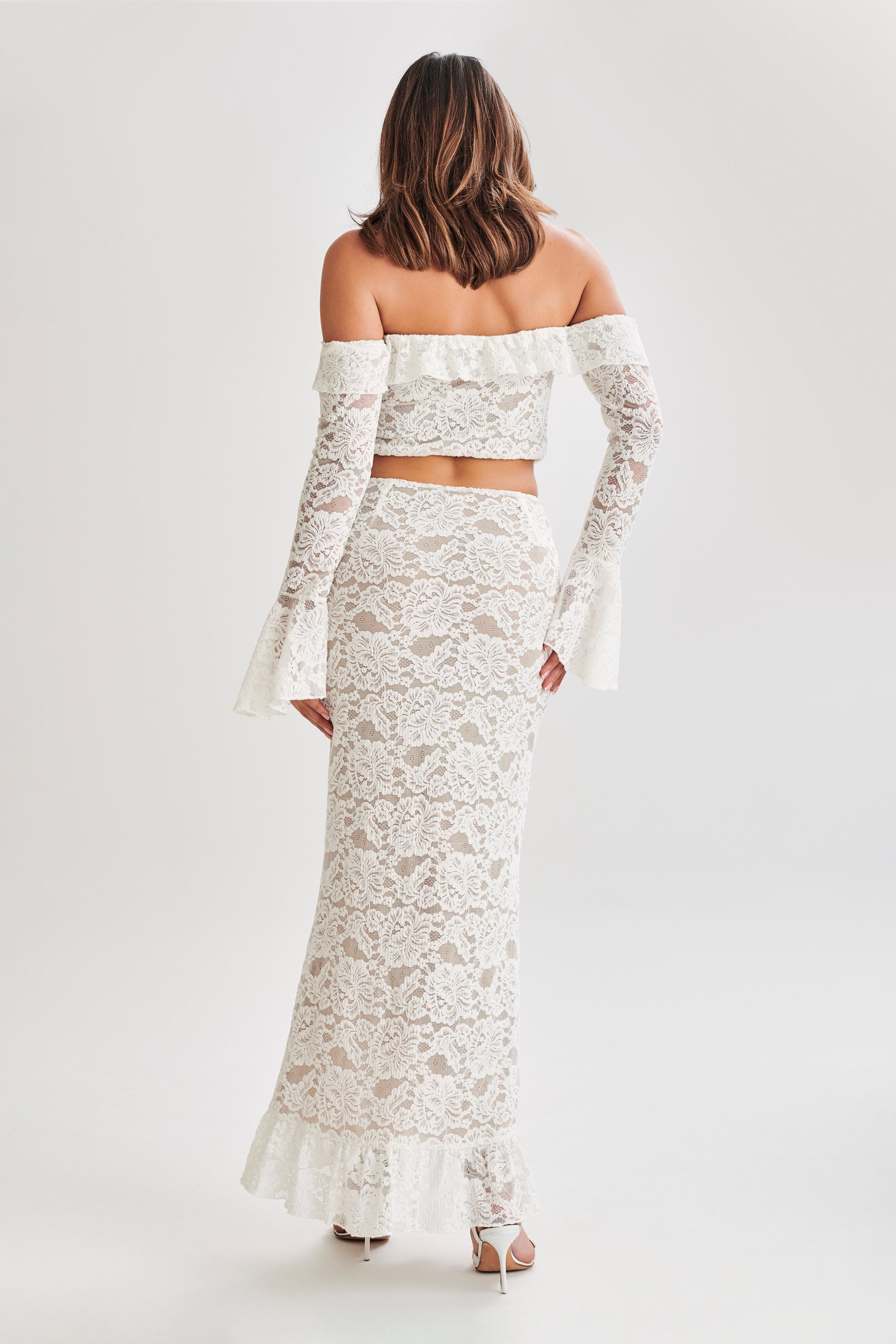 Artemis Lace Plisse Maxi Skirt - Ivory #2