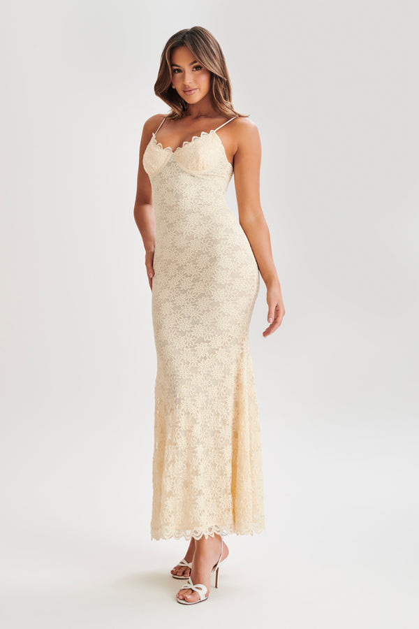 Joelle Lace Cupped Maxi Dress - Ivory