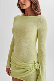 Liana Long Sleeve Knit Mini Dress - Apple