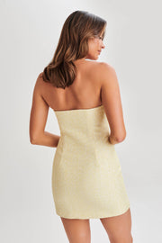 Elizabeth Tweed Bow Mini Dress - Lemon