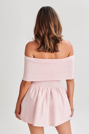 Lydia Off Shoulder Knit Mini Dress - Fairy Floss Pink