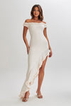 Arielle Off Shoulder Ruffle Midi Dress - Ivory