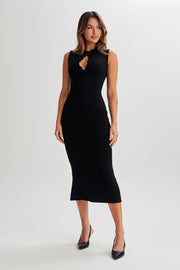 Korva Knit Midi Dress - Black