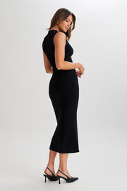 Korva Knit Midi Dress - Black