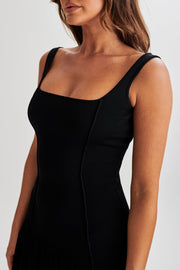 Gwendolyn Flare Knit Mini Dress - Black