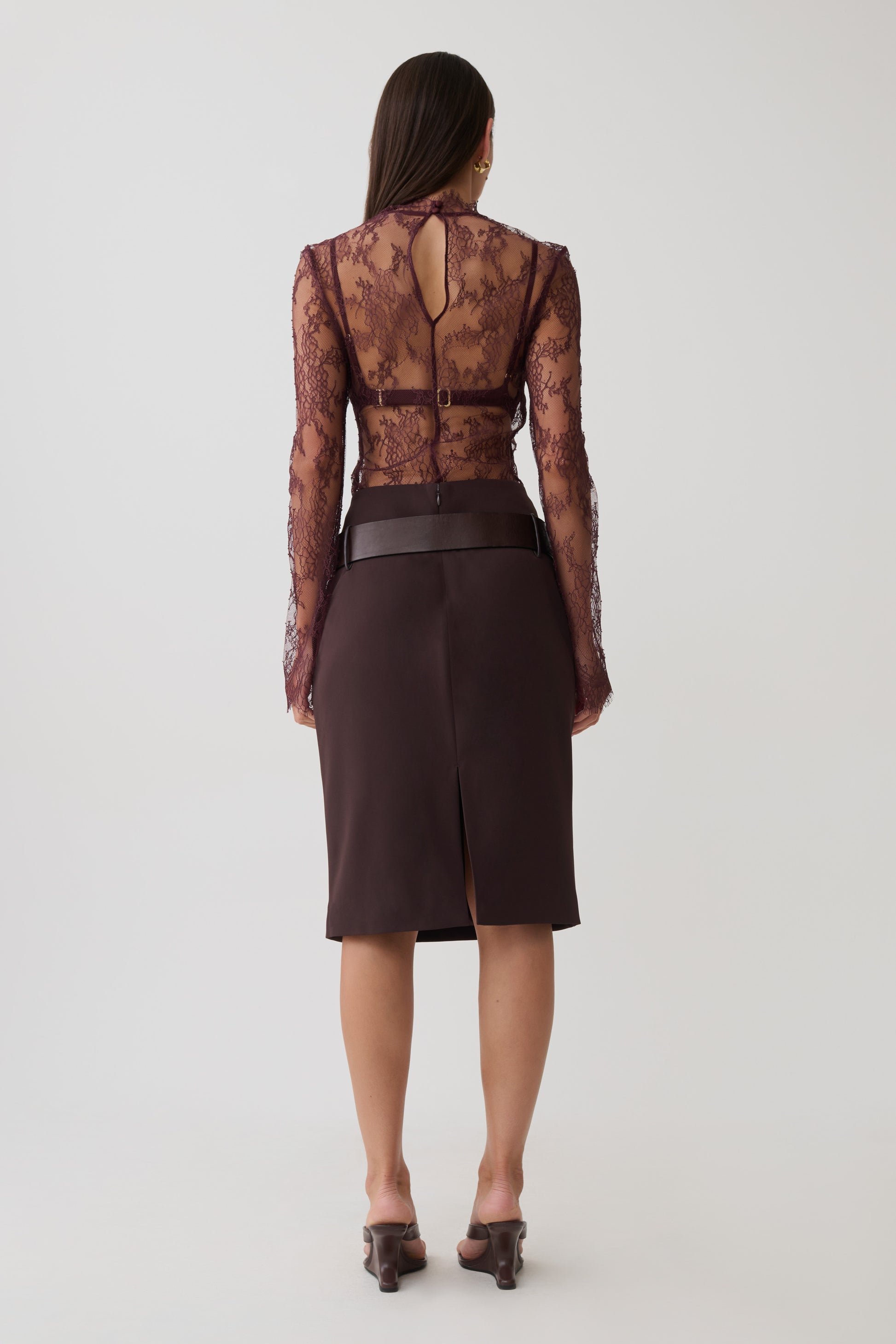 Brooke Suiting Midi Skirt - Burgundy #2
