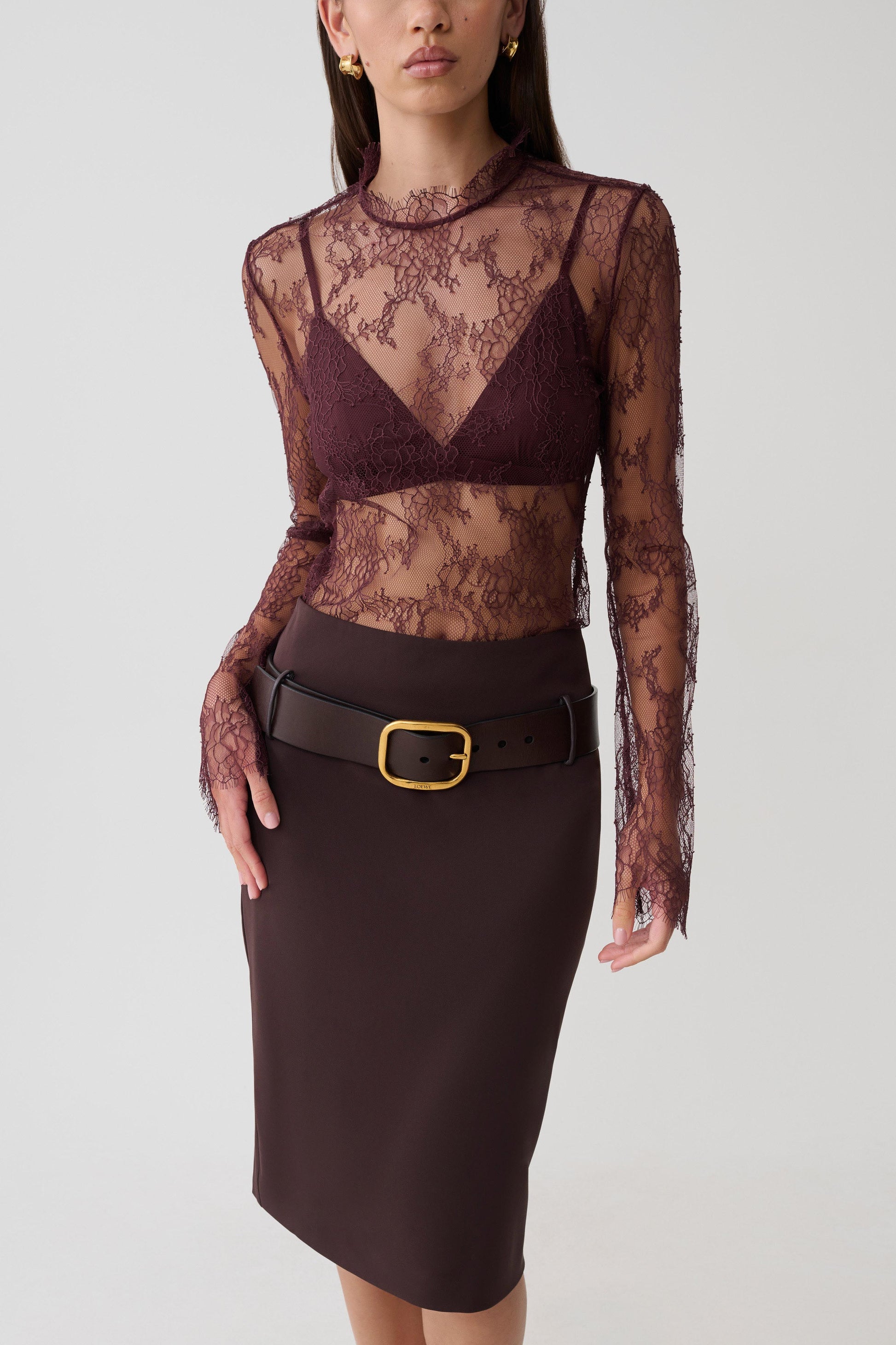 Brooke Suiting Midi Skirt - Burgundy #3