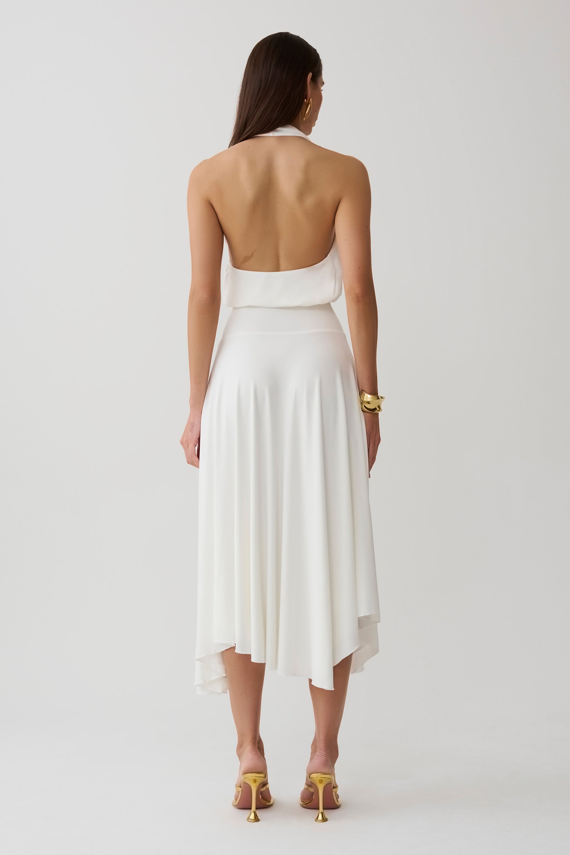 Krish Hankie Halter Midi Dress - White #2