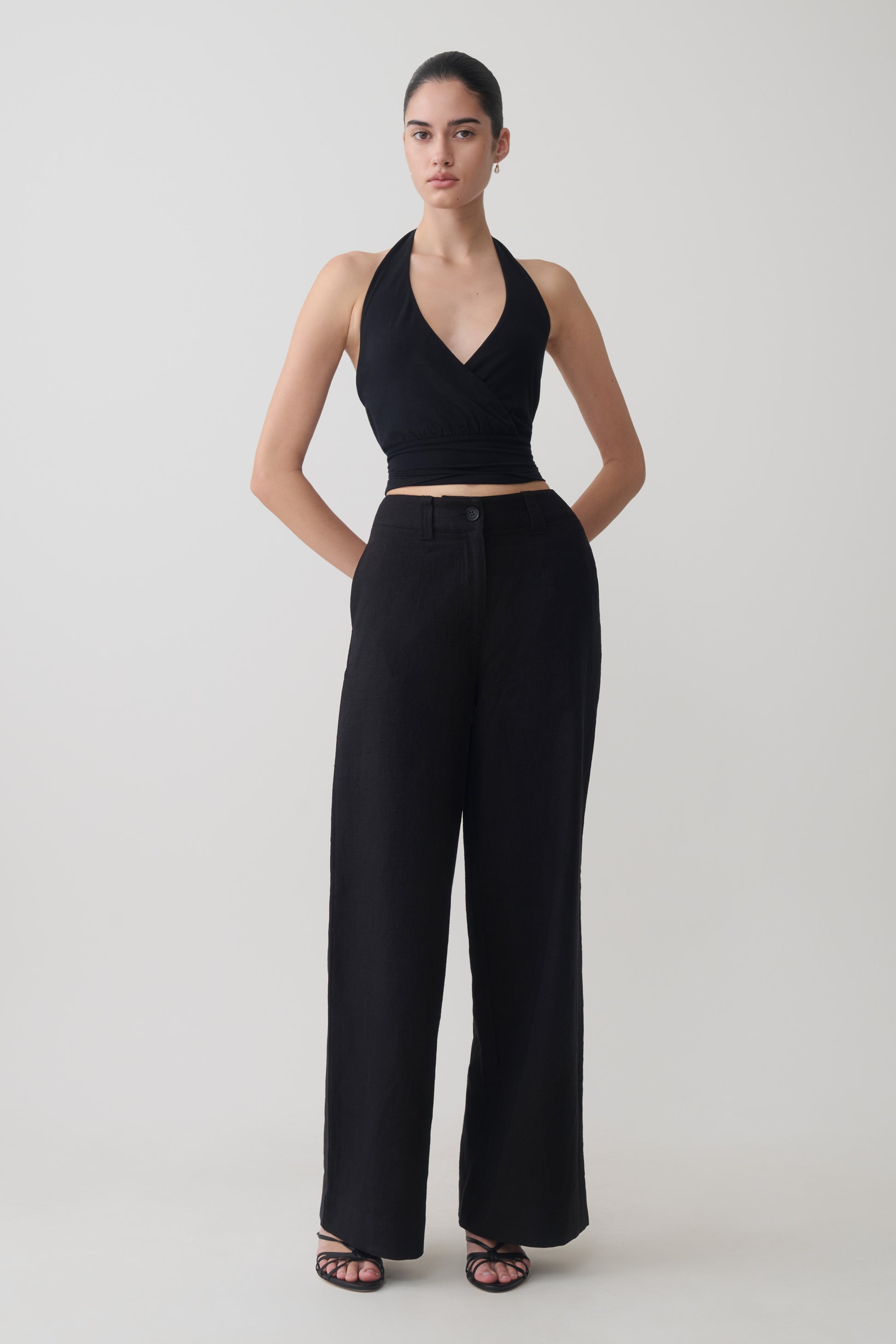 Jina Draped Halter Top - Black #7