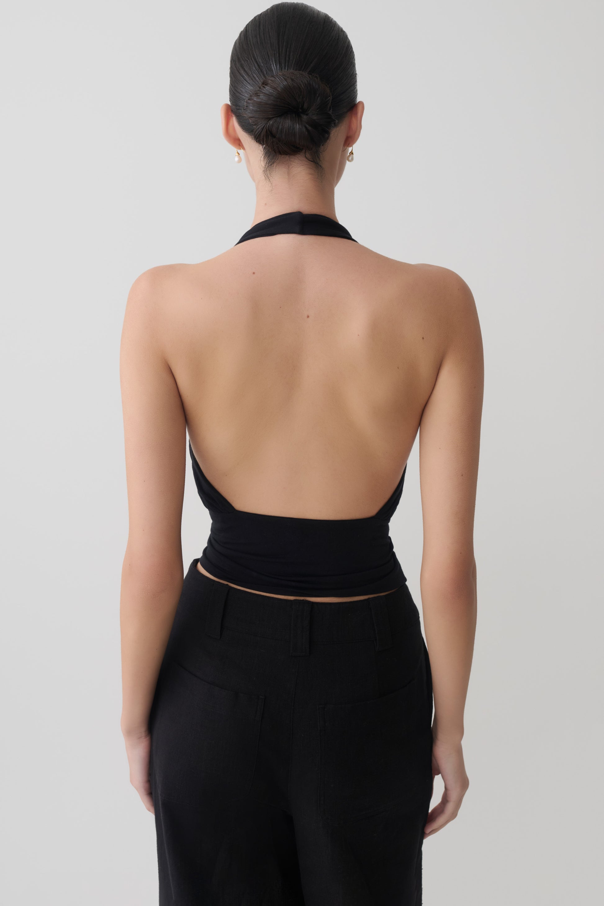 Jina Draped Halter Top - Black #2