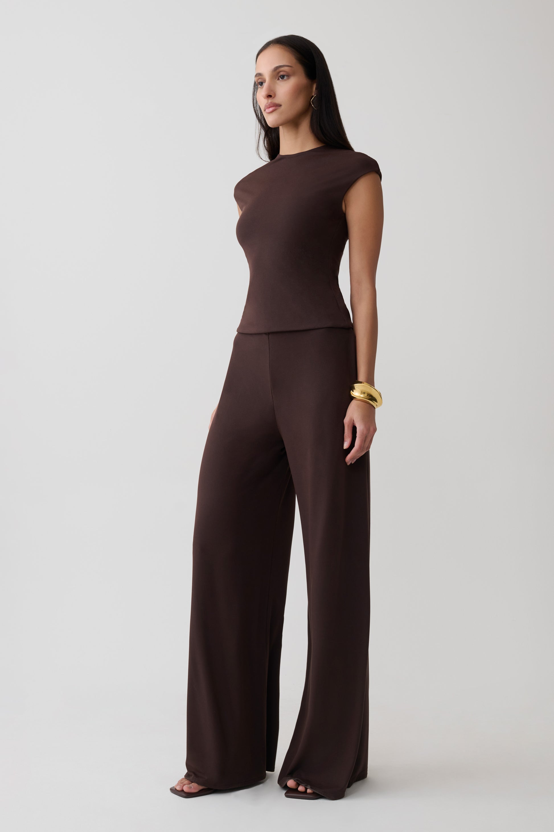 Chai Peached Jersey High Neck Top - Chocolate #6