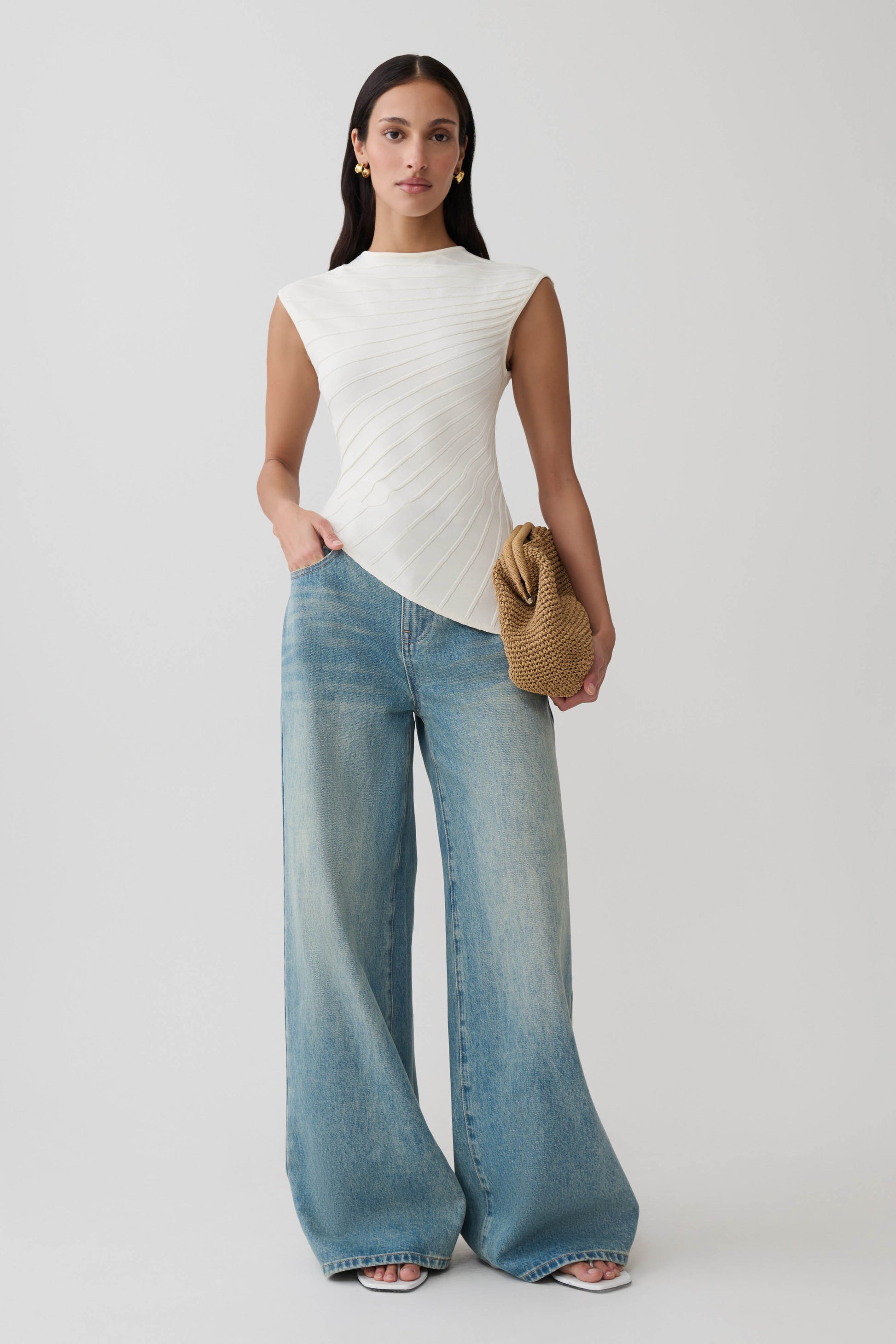 Marylee Knit Ribbed Sleeveless Top - Ivory #6