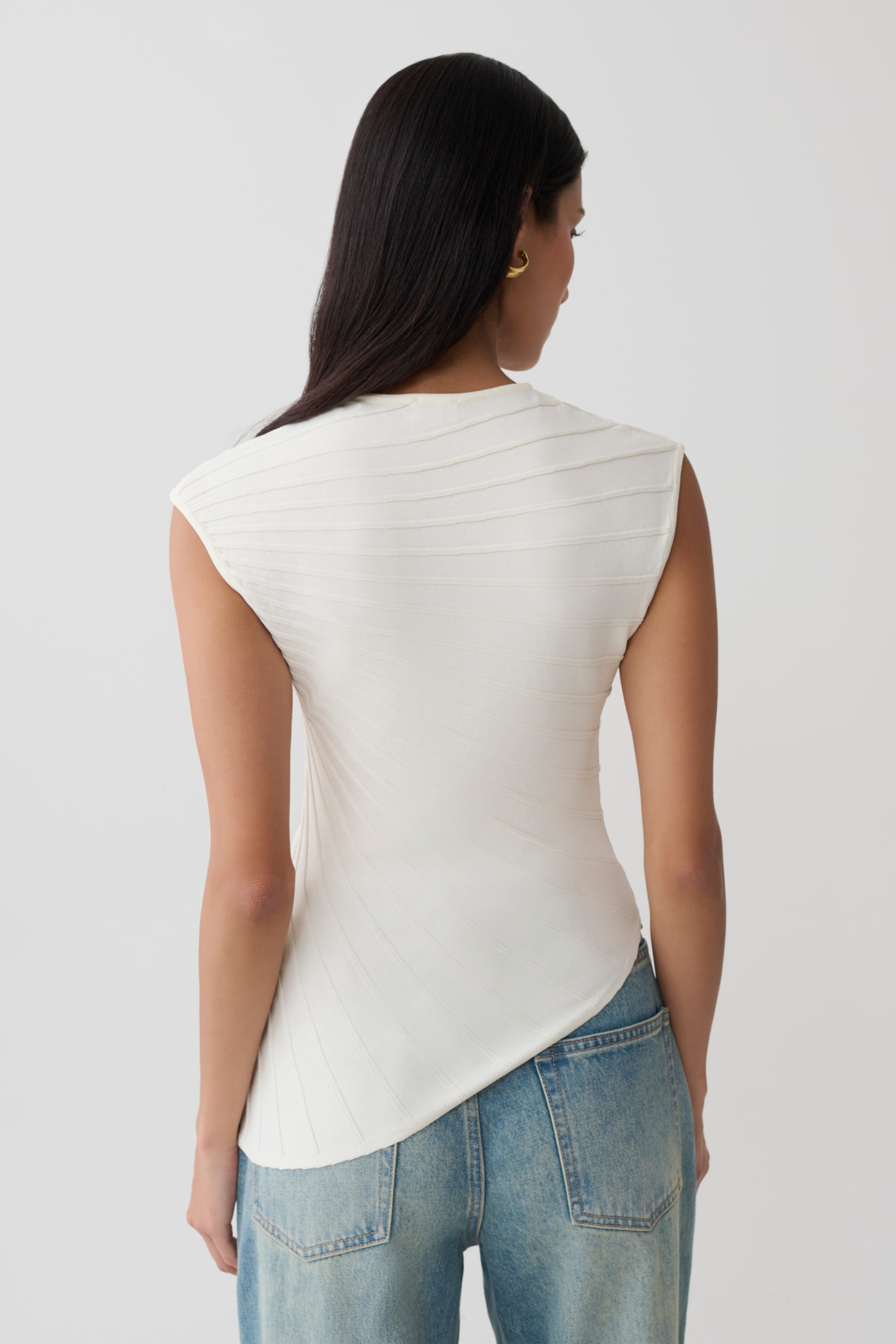 Marylee Knit Ribbed Sleeveless Top - Ivory
