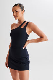 Maris One Shoulder Mini Dress - Black