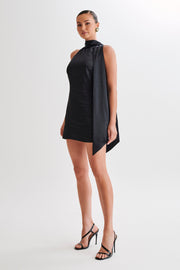 Aubriella Halter Mini Dress With Tie - Black