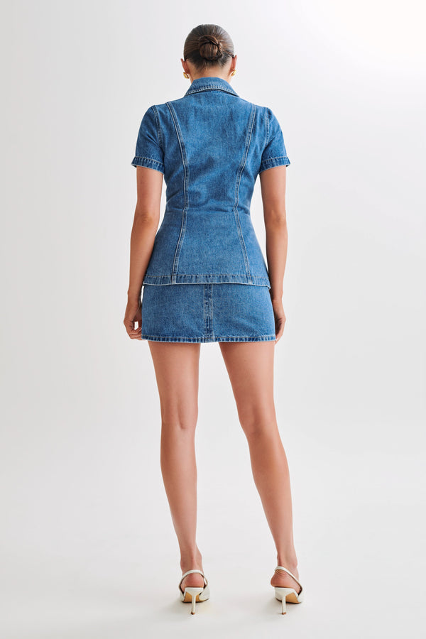Ellie Denim Mini Skirt - 70's Blue