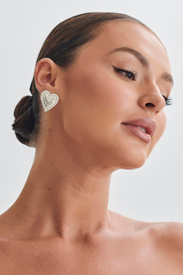 Cera Heart Earrings - Silver