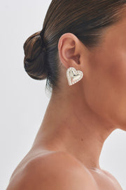 Cera Heart Earrings - Silver