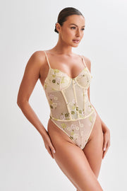 Annette Lace Bodysuit - Nude Floral