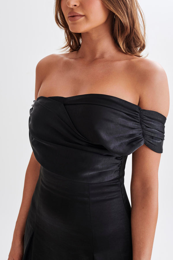 Sofie  Off Shoulder Midi Dress - Black - View 2 | Shop Formal Dress